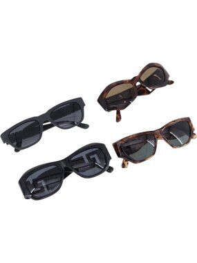 VERSACE Sunglasses Plastic Metal 4 Set Black Gold
